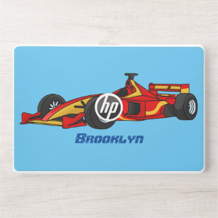 High speed racing cars cartoon illustration HP laptop skin