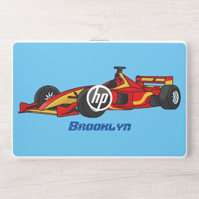 High speed racing cars cartoon illustration HP laptop skin (Front)