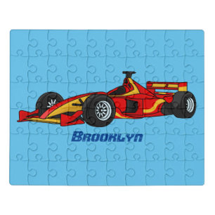High speed racing cars cartoon illustration jigsaw puzzle