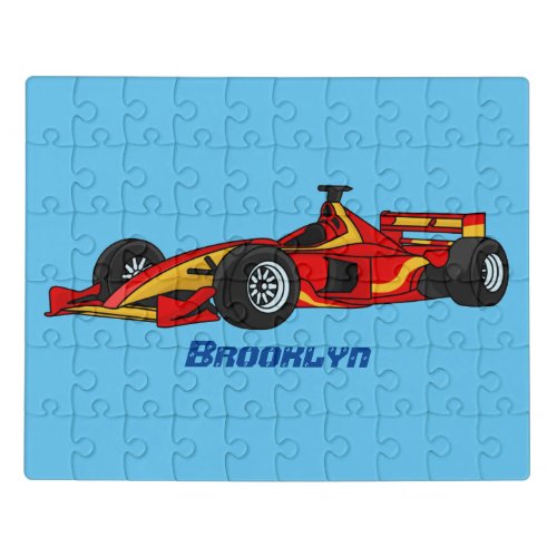 High speed racing cars cartoon illustration jigsaw puzzle
