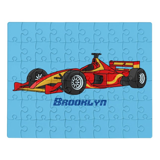 High speed racing cars cartoon illustration jigsaw puzzle (Puzzle Horizontal)