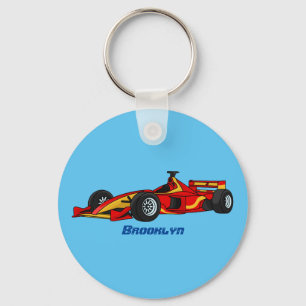 High speed racing cars cartoon illustration  keychain