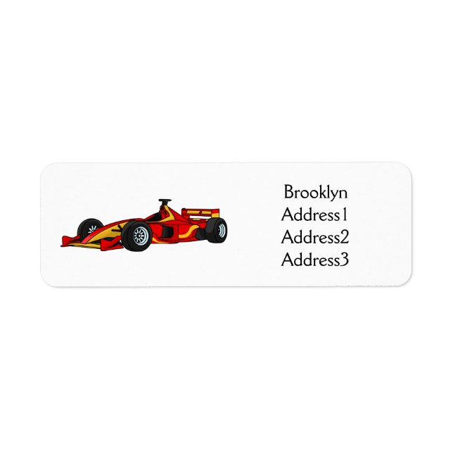 High speed racing cars cartoon illustration label (Front)
