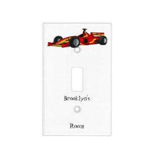 High speed racing cars cartoon illustration light switch cover