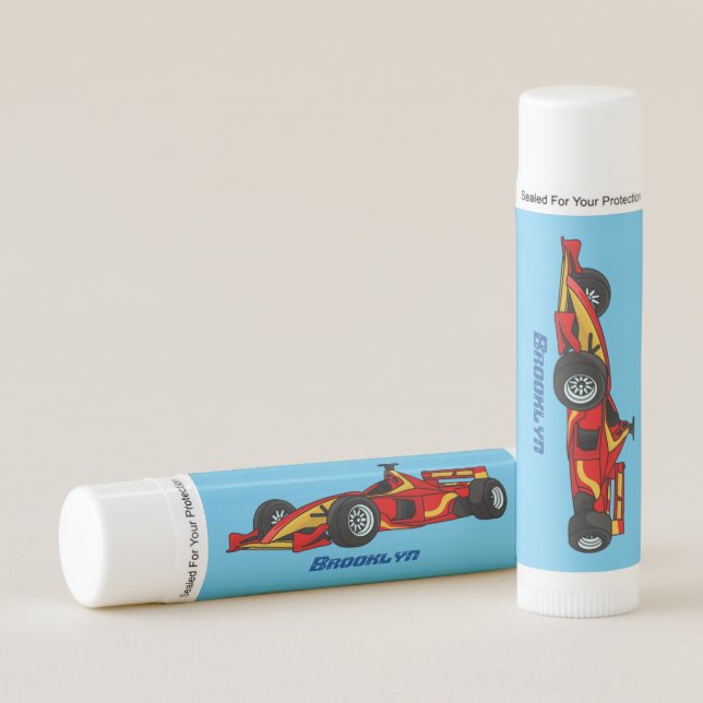 High speed racing cars cartoon illustration lip balm (Front)