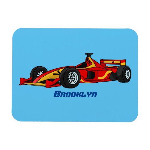 High speed racing cars cartoon illustration magnet