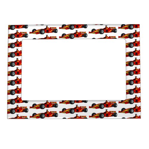 High speed racing cars cartoon illustration magnetic frame