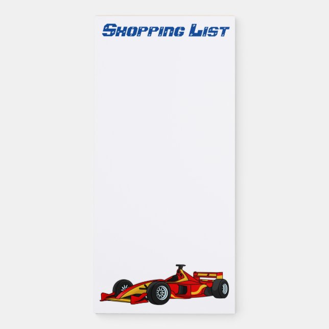 High speed racing cars cartoon illustration magnetic notepad (Front)