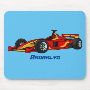 High speed racing cars cartoon illustration mouse pad