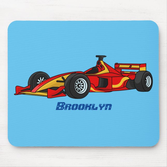 High speed racing cars cartoon illustration mouse pad (Front)