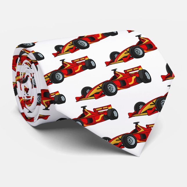 High speed racing cars cartoon illustration neck tie (Rolled)