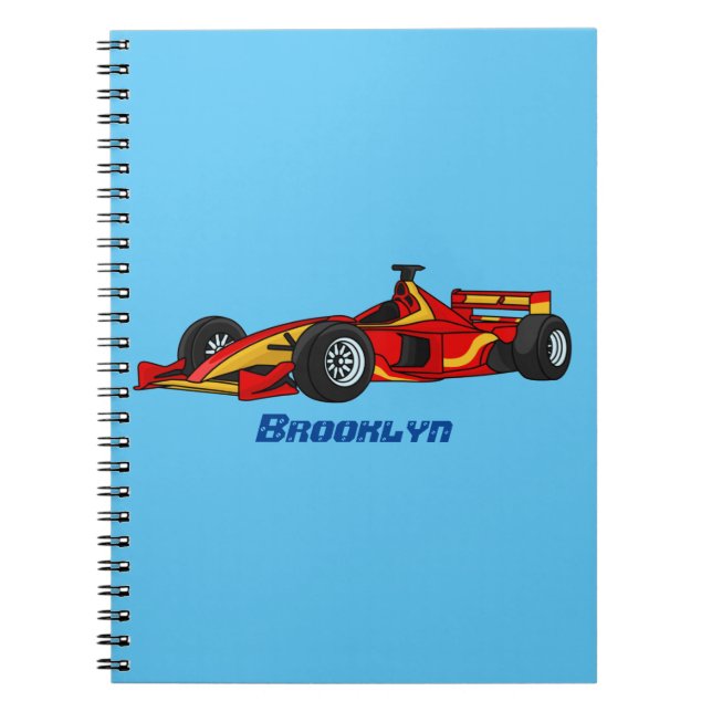High speed racing cars cartoon illustration notebook (Front)