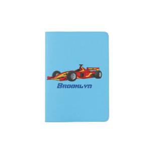 High speed racing cars cartoon illustration passport holder