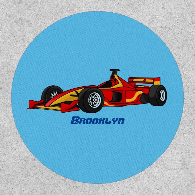 High speed racing cars cartoon illustration patch (Front)