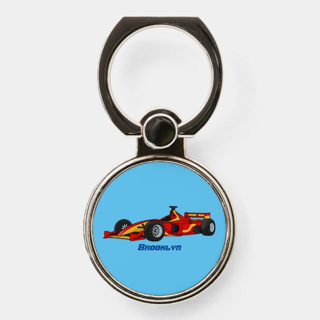 High speed racing cars cartoon illustration phone ring stand (Front)