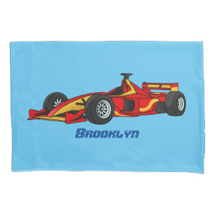 High speed racing cars cartoon illustration pillow case