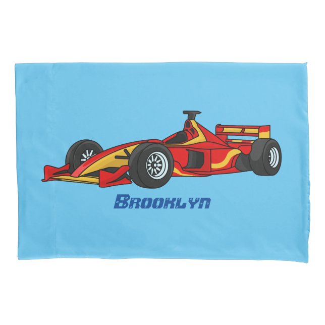 High speed racing cars cartoon illustration pillow case (Front)