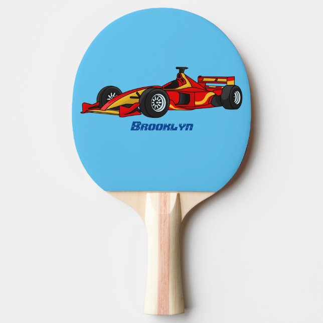 High speed racing cars cartoon illustration ping pong paddle (Front)