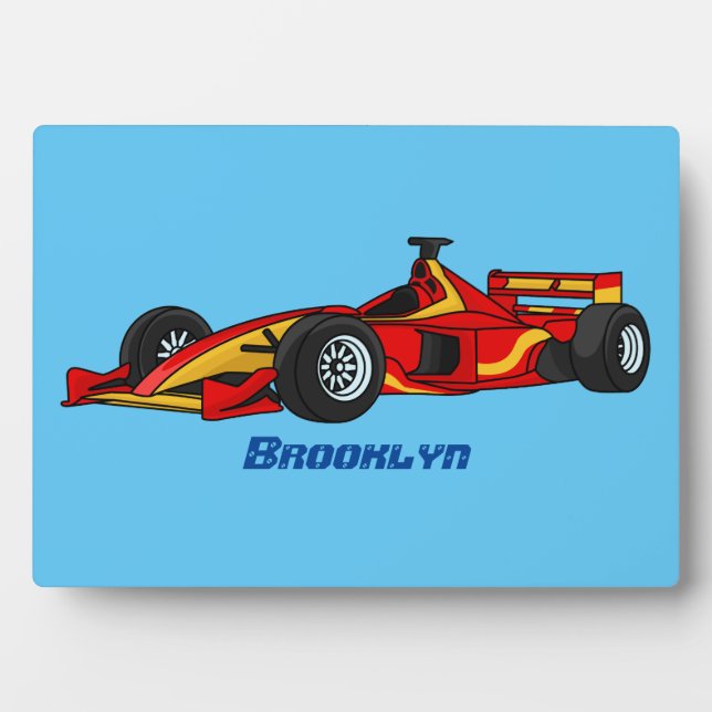 High speed racing cars cartoon illustration plaque (Front)