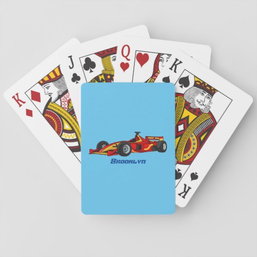 High speed racing cars cartoon illustration playing cards