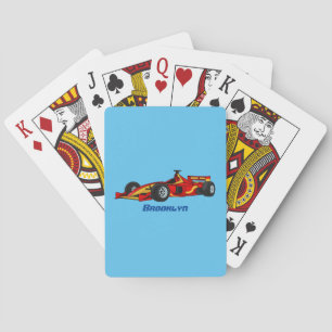 High speed racing cars cartoon illustration poker cards