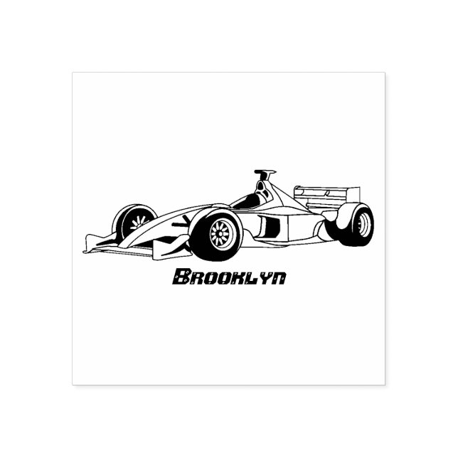 High speed racing cars cartoon illustration rubber stamp (Imprint)