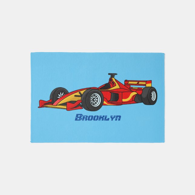 High speed racing cars cartoon illustration rug (Front)