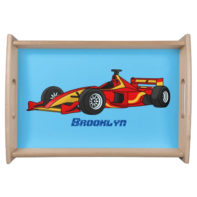 High speed racing cars cartoon illustration serving tray (Front)