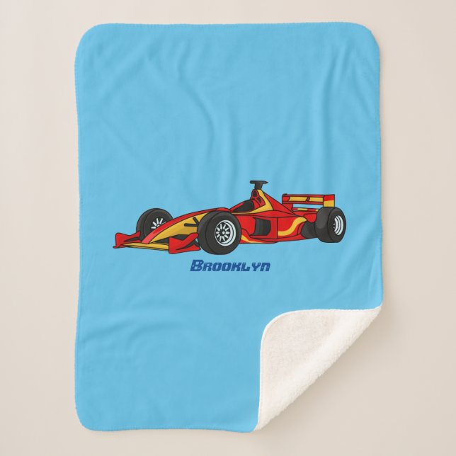 High speed racing cars cartoon illustration  sherpa blanket (Front)