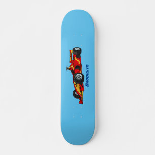 High speed racing cars cartoon illustration skateboard