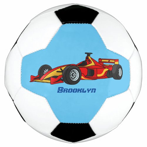 High speed racing cars cartoon illustration soccer ball