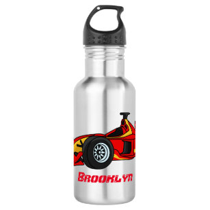 High speed racing cars cartoon illustration  stainless steel water bottle