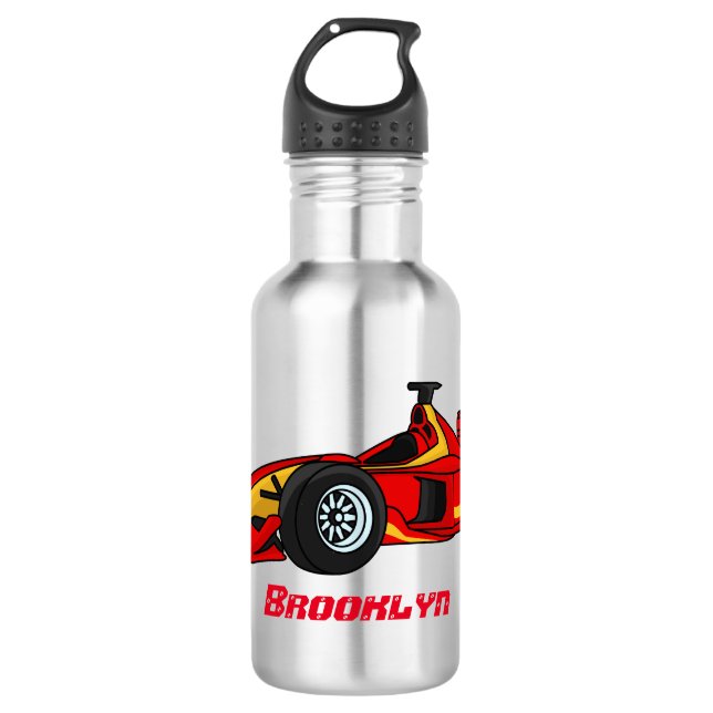 High speed racing cars cartoon illustration  stainless steel water bottle (Front)