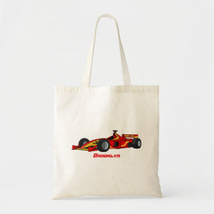 High speed racing cars cartoon illustration tote bag