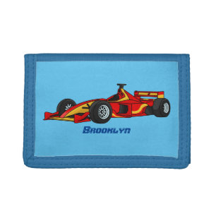 High speed racing cars cartoon illustration trifold wallet