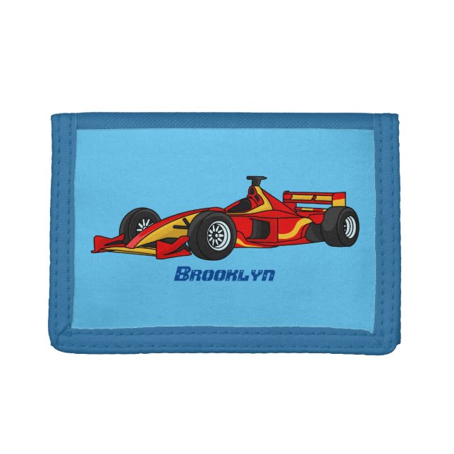High speed racing cars cartoon illustration trifold wallet (Front)