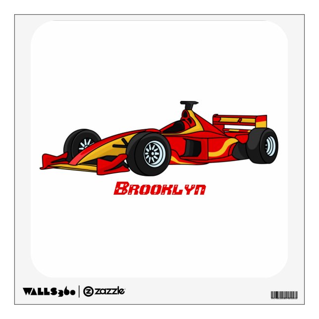 High speed racing cars cartoon illustration wall decal (Front)