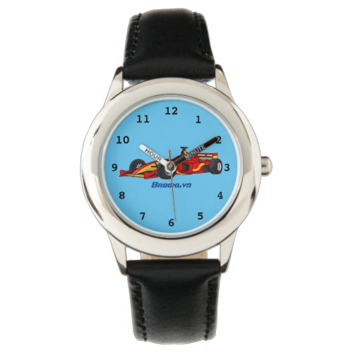 High speed racing cars cartoon illustration watch