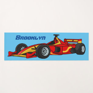 High speed racing cars cartoon illustration yoga mat