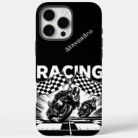 High-speed racing with checkered flags in action