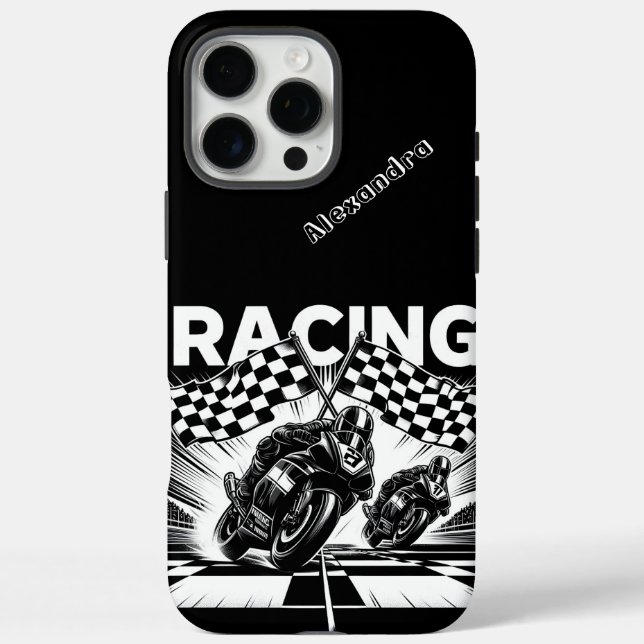 High-speed racing with checkered flags in action Case-Mate iPhone case (Back)
