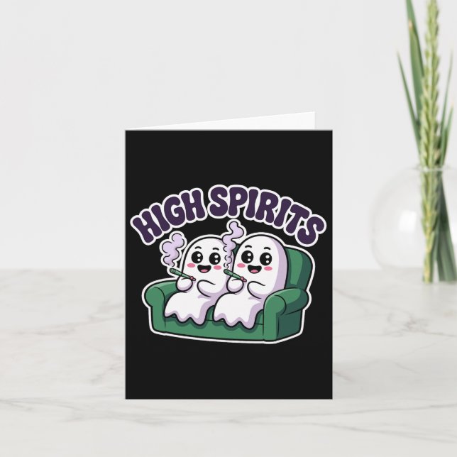 High Spirits Funny Ghost Weed Halloween Humor  Card (Front)