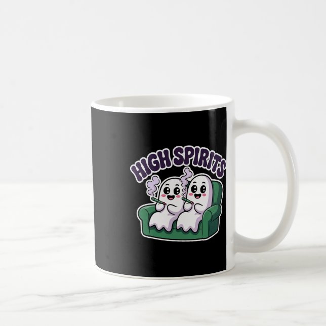 High Spirits Funny Ghost Weed Halloween Humor  Coffee Mug (Right)