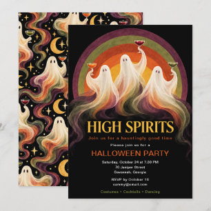 High Spirits Retro Ghost Halloween Party Invitation