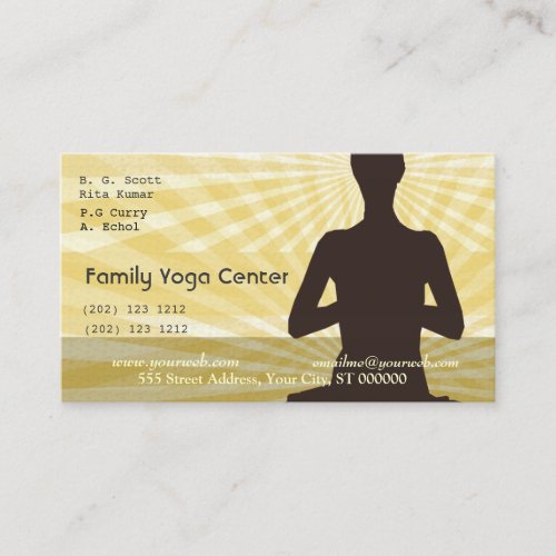 Yoga Spiritual Meditation Salutations Business Card Templates