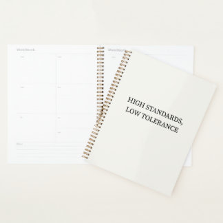 High Standards, Low Tolerance Minimalist Poster Planner
