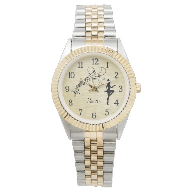 High Step Tap Dancer Personalized w Numbers Watch (Front)