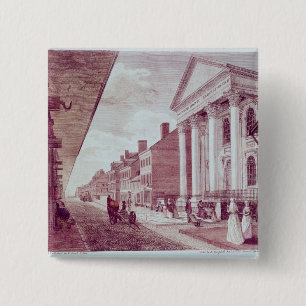 High street with the first Presbyterian Church Button