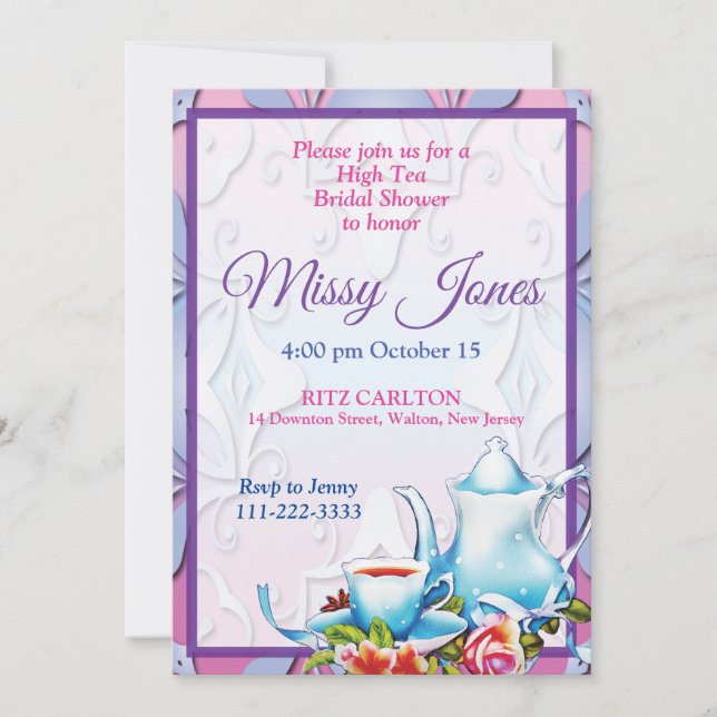 High tea bridal shower invitation (Front)