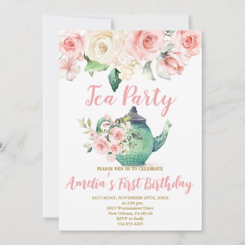 High Tea First Birthday Par_Tea Birthday Invitation